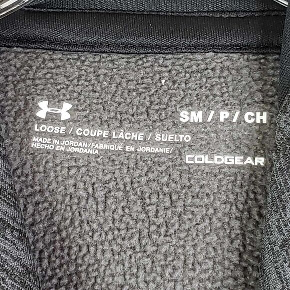 Under Armour UA Hoodie Mens Size S Small Logo Sweatshirt Gray Cotton Coldgear - Picture 6 of 8